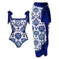 thumbnail image 3 of Jsaierl One Piece Bathing Suit for Women Plus Size 2 Piece Vintage Print Shapewear Swimwear Swimsuit with Chiffon Cover Up Wrap Long Skirts Set, 3 of 8