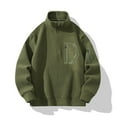 thumbnail image 5 of ZCFZJW Fashion Mens Sherpa Fleece Sweatshirts Trendy Fall Winter Half Zip up Stand Collar Long Sleeve Pullover Tops Plush Thick Warm Outwear Jackets with Pockets Army Green S, 5 of 5