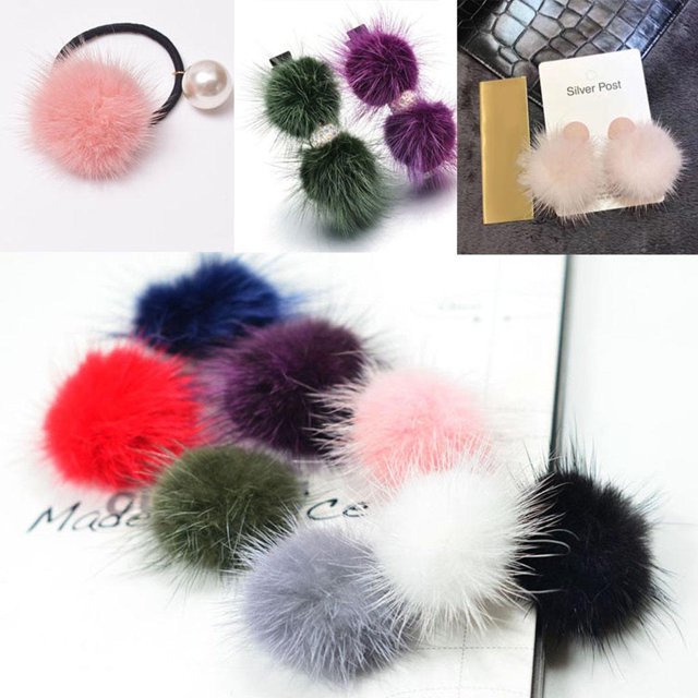 16 piezas das hechas a mano de 40 mm de piel sintética pompones manualidades para niñas y niños banda para el cabello pinzas para el cabello acc Baoblaze Piel de imitación Pom Pom