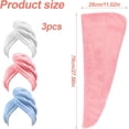 thumbnail image 3 of Toalla Microfibra para Cabello 3 Pack, Gorro De Baño Ultra Absorbente con Botones, Turbante De Secado Rápido Anti-Frizz para Mujer, Ideal para Baño, SPA Y Viajes (Blanco, Azul, Rosa), 3 of 4