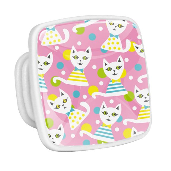 4PCS Square Cabinet Fluorescence Knob Glowing in the Dark Furniture Drawer Pulls Handle with Screws Polka Dot Cat