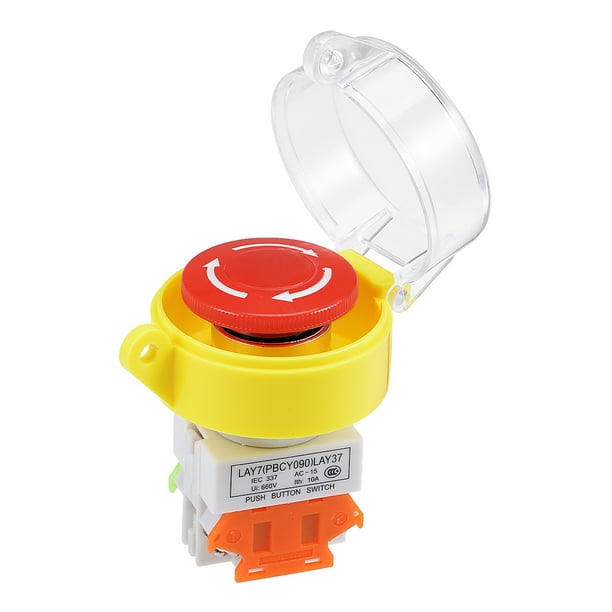 22mm Mushroom Latching Emergency Stop Push Button Switch With