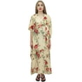 thumbnail image 4 of Bimba Moms Pale Yellow Floral Printed Kaftan With Belt Maternity Maxi Dress-24, 4 of 6