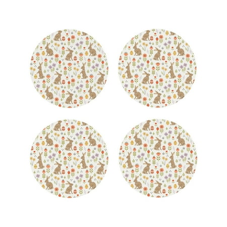 

Tideii Happy Easter for Leather Coasters 4 Pieces Anti-fouling and Anti-scalding Decorative Coasters Suitable for Restaurants Kitchens Coffee Shops-Round Shape
