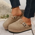 thumbnail image 3 of Rhinestones Platform Mules Clogs for Women 2025 Suede Closed Toe Cork Footbed Potato Slippers Sandals, 3 of 7