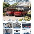 thumbnail image 3 of Garvee 20x20 FT Heavy Duty Metal Carport for 2 Cars, Portable Garage with LED Light, Reinforced Galvanized Steel Roof, Outdoor Canopy Shelter for Boats Trucks & SUVs, Gray, 3 of 8
