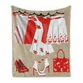 thumbnail image 1 of Heels and Dresses Soft Flannel Fleece Blanket, Summer Young Women's Clothing on Hangers Handbag Shoes Feminine Wardrobe, Cozy Plush for Indoor and Outdoor Use, 70" x 90", Multicolor, by Ambesonne, 1 of 6