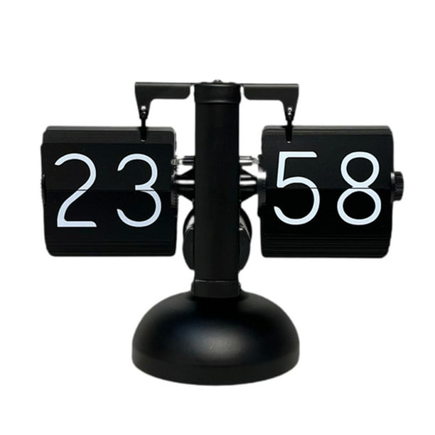 Reloj abatible vintage con función de giro automático, reloj con cambio de página automático, reloj abatible retro negro