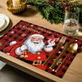 thumbnail image 4 of Christmas Placemats Set of 6, Santa Claus Place Mats Merry Christmas Snowflake Buffalo Plaid Placemat Table Decoration for Kitchen Table Dinner Xmas Holiday Party Decor Indoor Outdoor 13x19 Inch, 4 of 9