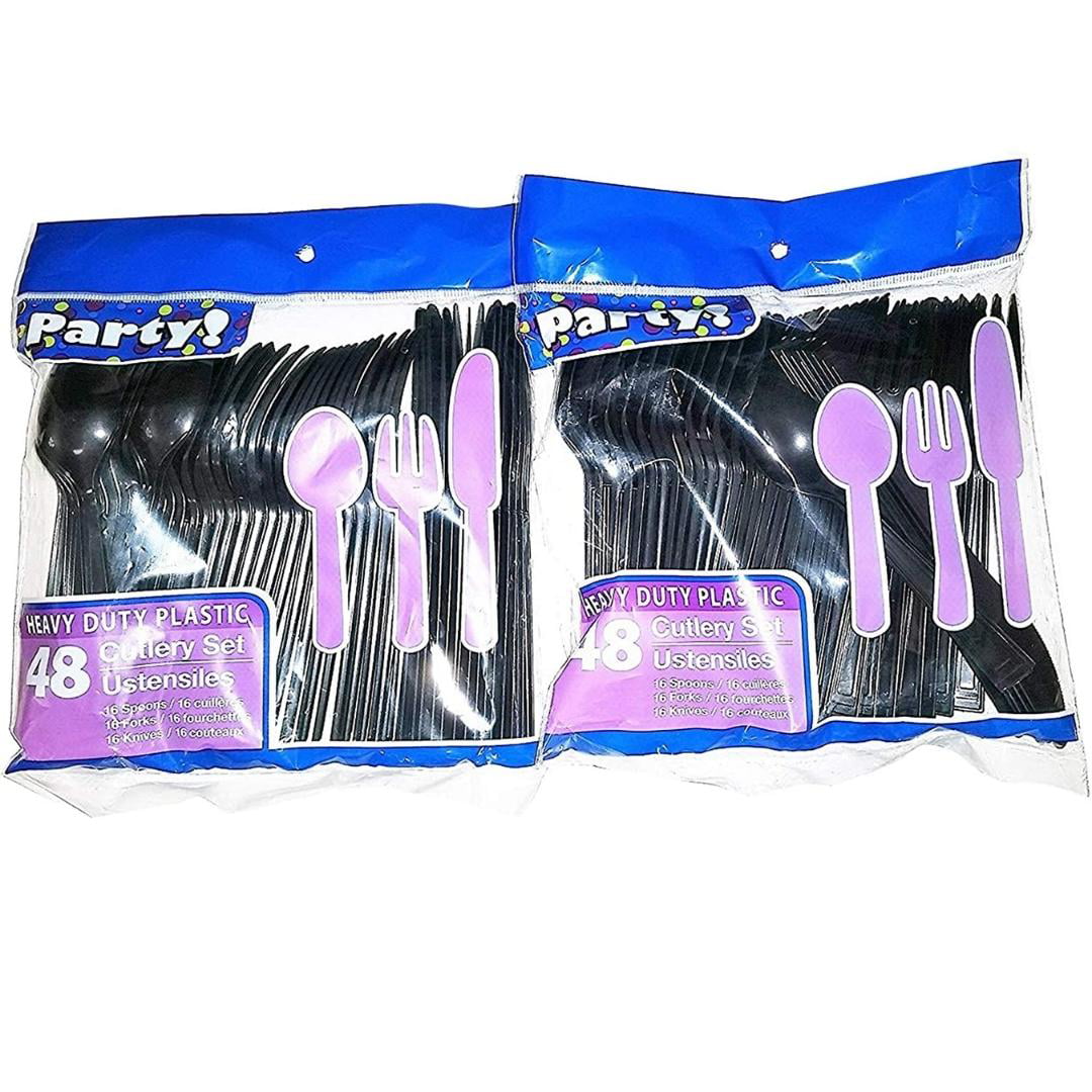 Stock Your Home (125-Count Plastic Knives, Disposable Silverware for  Dinner, Heavy Duty Utensils, Heavyweight Party Flatware, Bulk Cutlery in  Black