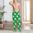 thumbnail image 2 of Mens Pajama Pants, Green And White Polka Dot Soft Sleep & Lounge Pants for Men, Cuteness Casual PJ Bottoms Pants with Pockets, 2 of 7