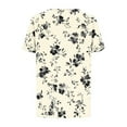 thumbnail image 7 of HOMBOM Beige Women Blouses Dressy Tunic 2025 Summer Short Sleeve Pleated V Neck Floral Shirts XL, 7 of 7