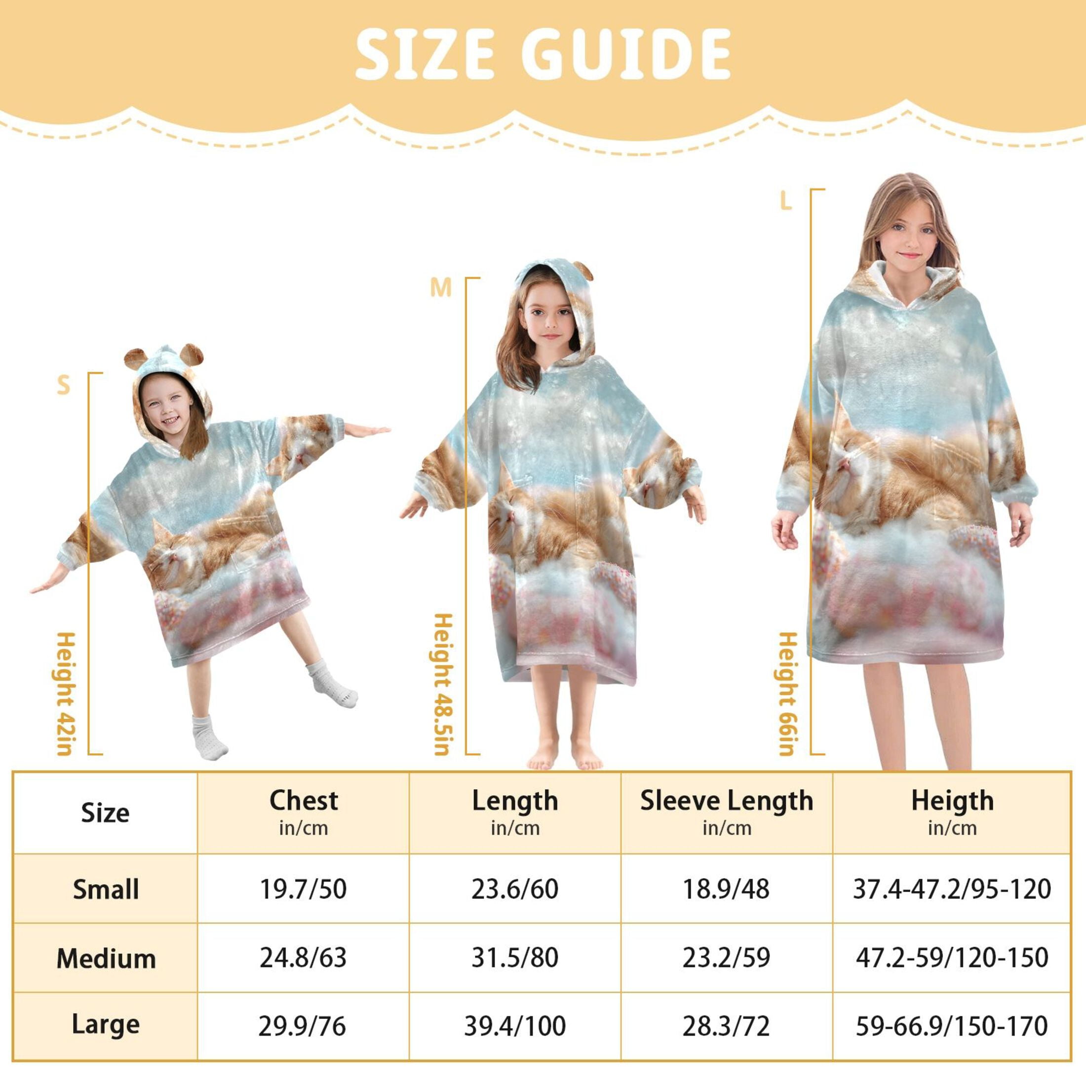 joogoo Wearable Blanket Hoodie for Kids Cute Cat Sleeping with Donuts Flannel Oversized Sweatshirt 3-14 Years M
