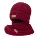 thumbnail image 2 of Conjunto de dos piezas de gorro de lana de color liso con bufanda cálida para mujer de invierno y protección para el cuello, gorro de punto, 2 of 6