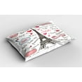 thumbnail image 2 of Ambesonne Eiffel Tower Pillow Sham 2 Pack, Paris Letter Heart, 30"x20", Black White Pink, 2 of 3