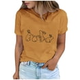 thumbnail image 2 of Tops de Cuello Alto para las Mujeres Amante Impreso Camiseta Cuello Redondo Manga Corta, Poliéster Spandex, 2 of 7