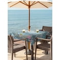 thumbnail image 3 of Outdoor Tablecloth with Umbrella Hole for Patio/Picnic/Party/Camping, Watercolor Forest Birds Waterproof Table Cloth Square Cover Washable, Blue Trees Seasonal Floral (60"x 60"), 3 of 8