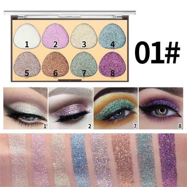 Beauty 8 Colors Glitter Shimmery Glittery Eyeshadow Makeup Glitter For Pink Silver Red Rose Green Sparkling Sparkly Glitter Gel Pigment Eyeshadow Paint - Walmart.com