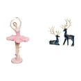 thumbnail image 1 of Escultura De Resina De Bailarina, Regalo De Cumpleaños, Recuerdo Novedoso, Adorno De Escritorio Para Oficina, Sala De Estudio, Estantería, Estatua De Reno, Figura De Ciervo Sentado De Pie,, 1 of 8