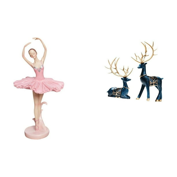 Escultura De Resina De Bailarina, Regalo De Cumpleaños, Recuerdo Novedoso, Adorno De Escritorio Para Oficina, Sala De Estudio, Estantería, Estatua De Reno, Figura De Ciervo Sentado De Pie,