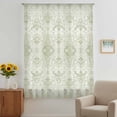 thumbnail image 3 of Sage Green Floral Boho Sheer Curtains 96 Inches Long, Vintage Ethnic Tribe Abstract Art Light Filering Curtains, Privacy Drapes Simi Floor to Veiling Curtain for Living Room Bedroom Window Treatment, 3 of 9