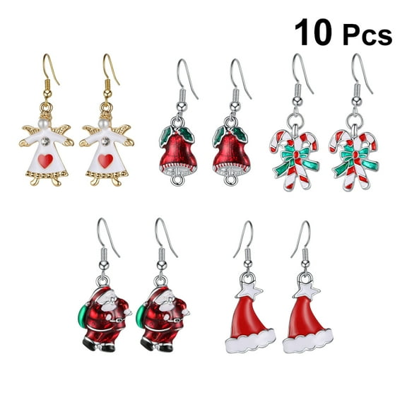 Masteelf  5 Pairs Cute Earrings for Women Christmas Creative Clips Festive Decors Miss