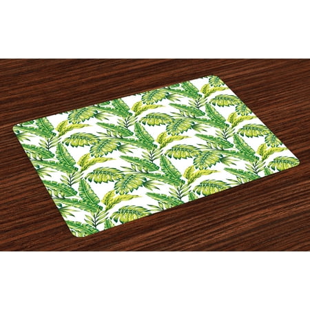 Jungle Placemats Set of 4 Bamboo Palm Plants Jungle Colored Exotic Leaf Foliage Tropical Forest Theme, Washable Fabric Place Mats for Dining Room Kitchen Table Decor,Lime and Fern Green, by (Best Place To Plant Bamboo)