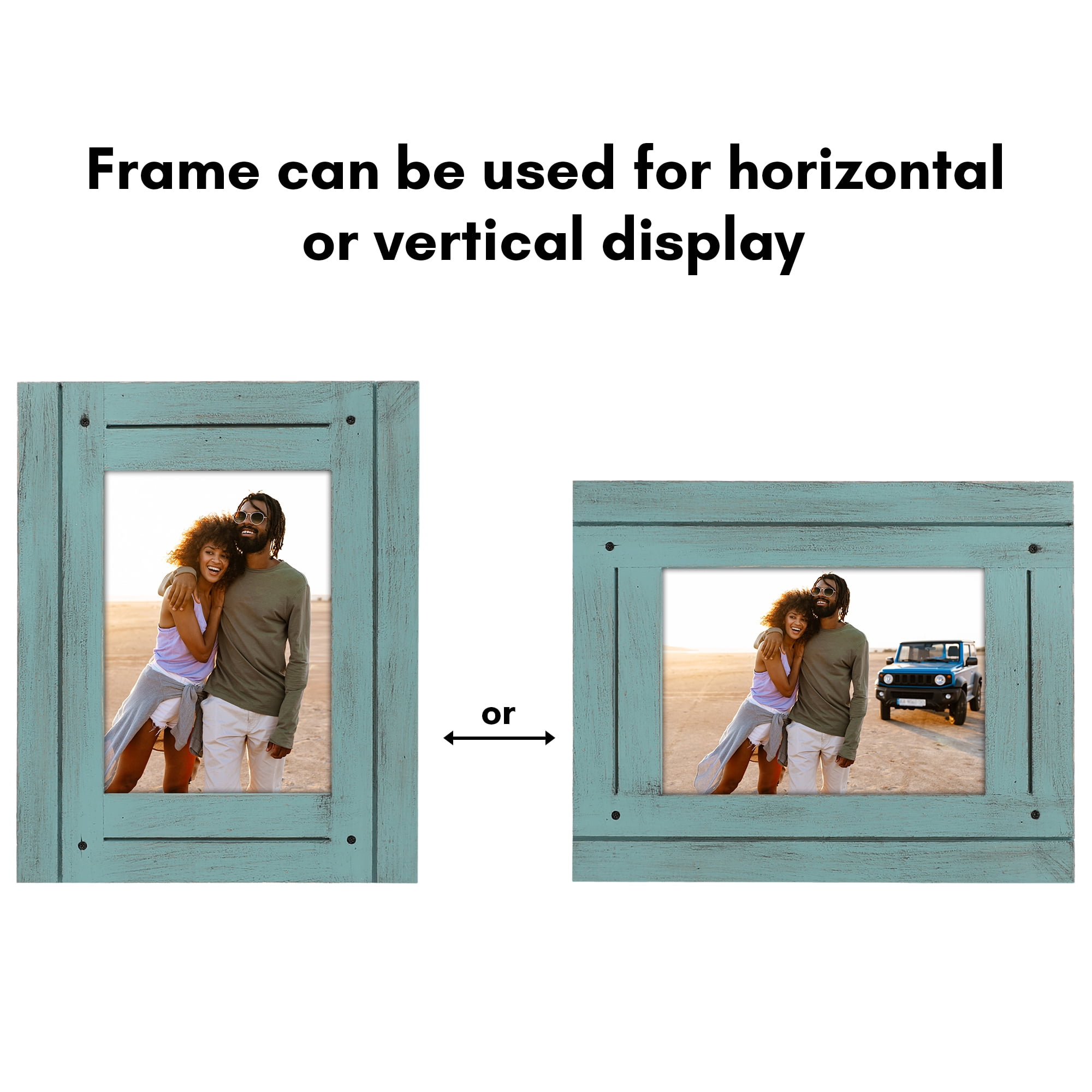 Americanflat 5x7 Picture Frame Polished Crystal Clear Glass Hampton Collection Distressed Frames Wall - Blue