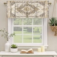 thumbnail image 3 of 2 Panels Beige Vintage Boho Valance for Windows, Ethnic Tribal Geometric Abstract Light Filtering Kitchen Curtains, Rod Pocket Window Treatment Curtain Valances for Living Room Bedroom, 42"x12", 3 of 9