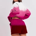 thumbnail image 4 of BXINGOHAI Ensemble de Mode Dégradé 2 Pcs pour Femmes, Chandails en Molleton à Col Rond et Shorts à Taille Élastique avec Cordon, Ensembles de Vacances, Économies d'Automne, Rose Vif, S, 4 of 6
