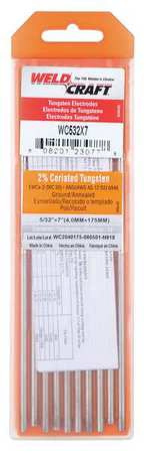 Miller Weldcraft WC532X7 2% Ceriated Tungsten Electrode 5/32" X 7", 10 pack