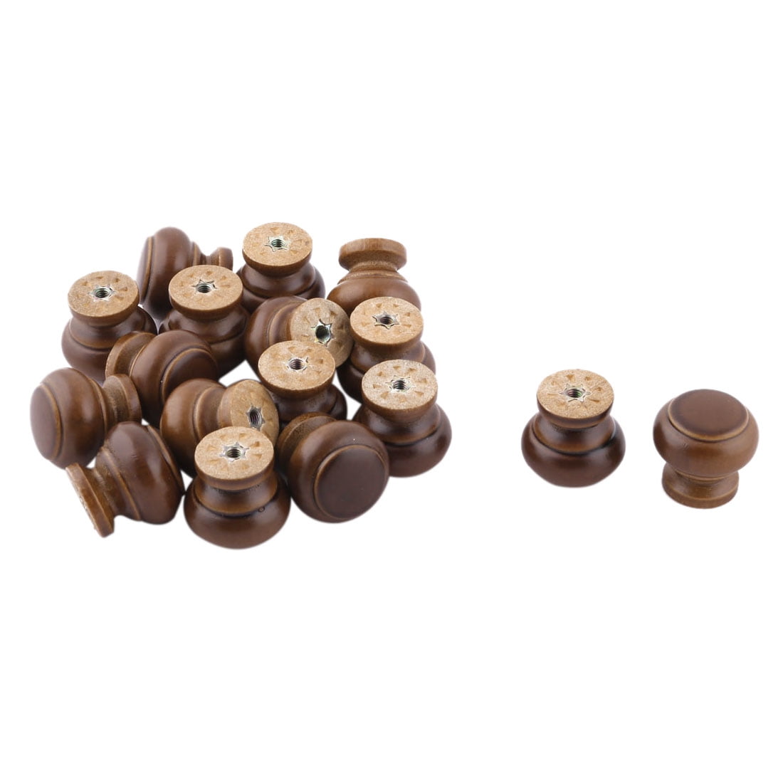 Uxcell Home Office Household Wood Door Window Cabinet Cupboard Pull Knob Handgrip Dark Brown 17pcs