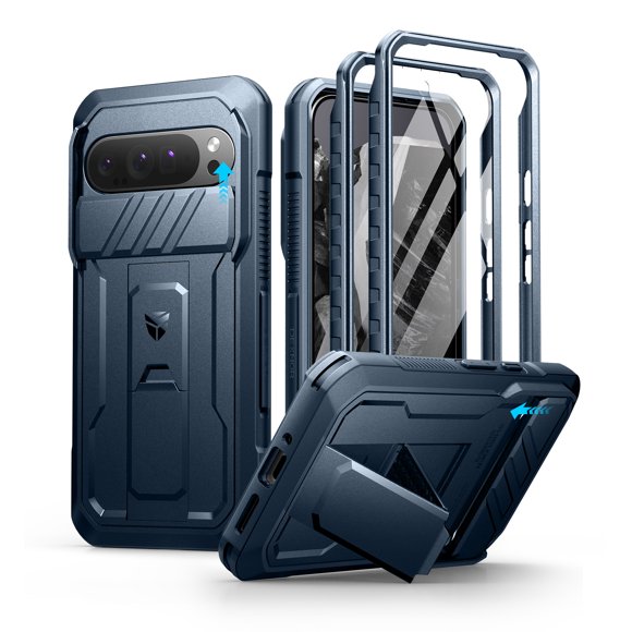 Dexnor for Google Pixel 9 Pro XL Case with Slide Camera Cover & Built-in Screen Protector & Heavy-Duty Kickstand,Full-Body Protective Cover Rugged Bumper Cases for Pixel 9 Pro XL 2024, Blue