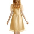 thumbnail image 5 of Juslio Girl Dresses Casual Short Sleeve Tulle Summer Beach A-line Knee Length Beige Sundress, 5 of 7