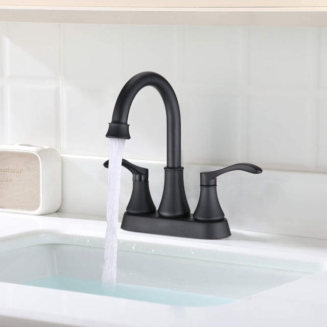Robinet de Salle de Bain à Entraxe de 4 Pouces avec Ensemble de Drainage Noir Mat