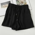 thumbnail image 2 of MGCWSH Women's Sweat Shorts with Pockets Cotton French Terry Drawstring Summer Workout Casual Lounge Shorts Black L, 2 of 3