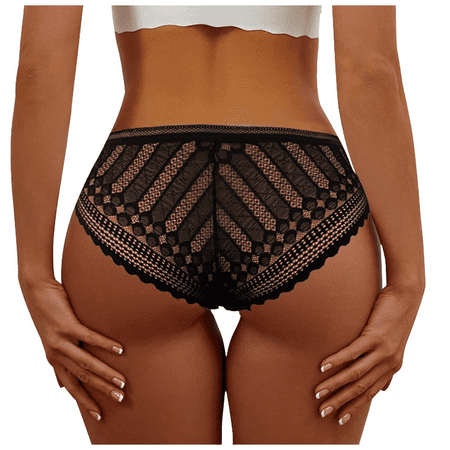 Meiodtion Underwear for Women Plus Size Bikini Seamless Breathable Panty Cute Waistband Elastic Waist Comfort Panties Black L