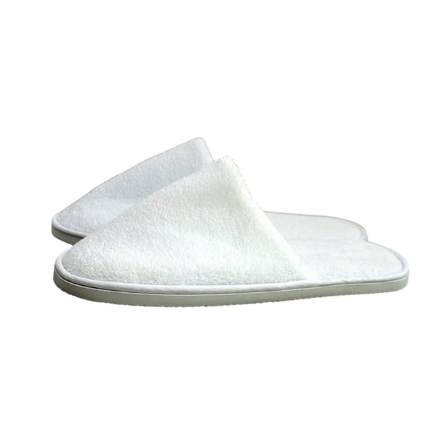 Sonducket 10 pares de zapatillas de hotel desechables de lana Coral para hombres y mujeres, zapatos de salón de belleza de viaje para el hogar Calzado Blanco