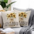 thumbnail image 5 of Outdoor Waterproof Pillow Covers Pack of 2, Hey Summer Vintage Sunflower Linen Texture Decorative Throw Pillowcases Cushion Covers for Garden Patio Tent Sofa Couch, 16x16 inch, 5 of 8