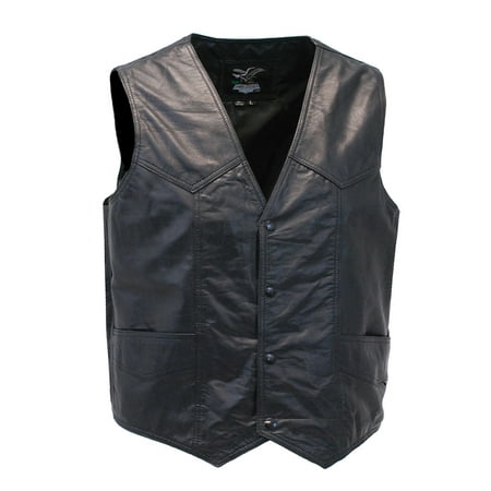 Lambskin Patched Leather - Men's Western Ultra Soft Lambskin Leather Vest #VML01