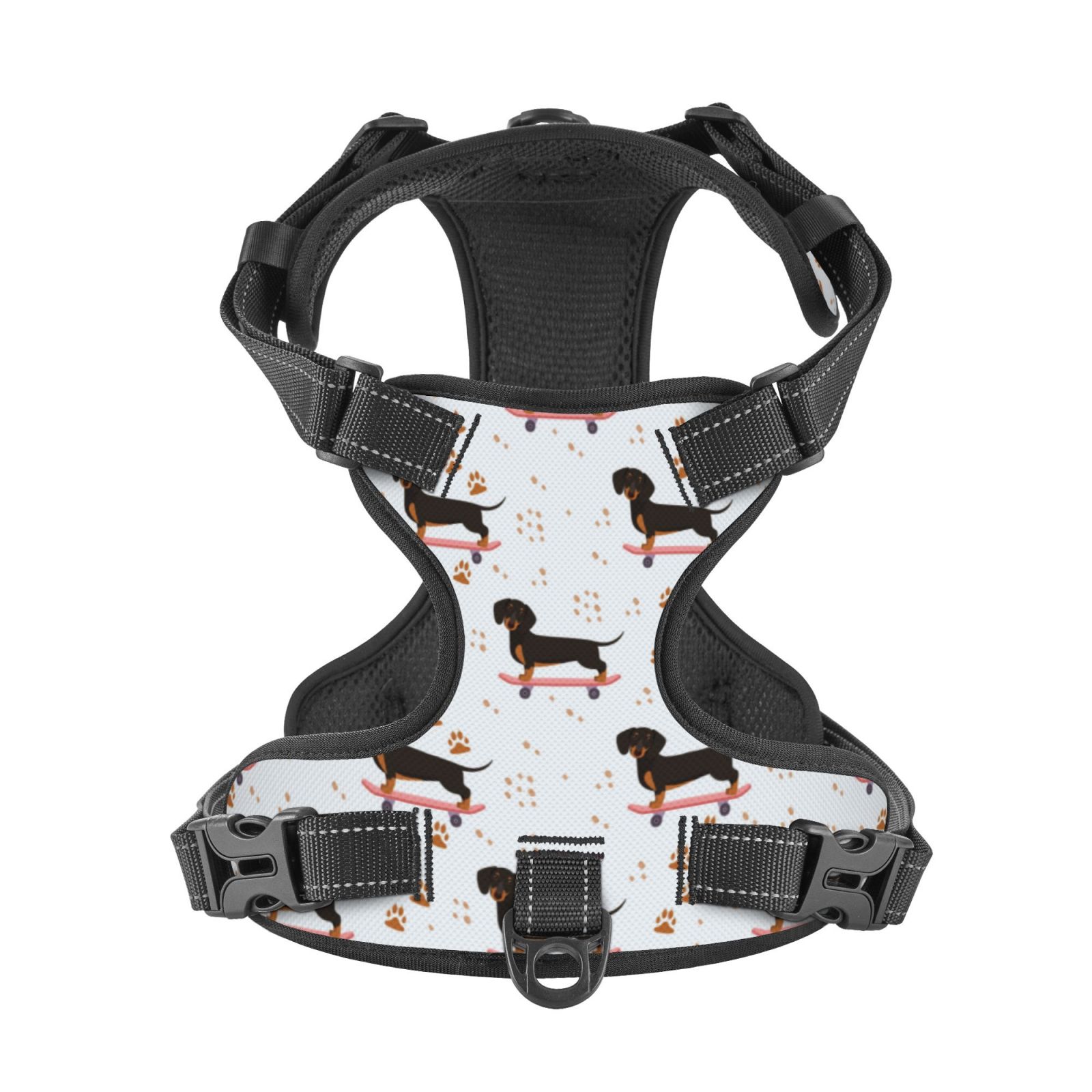 Picia Dachshund Dog No-Pull Dog Harness Reflective Front Clip Vest with Handle,Step-in Air Dog Harness,Adjustable 2 Metal Rings 4 Buckles,Easy to Put on & Take Off Medium