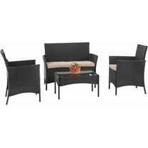 PayLessHere Patio Furniture Sets 4 Pieces Outdoor Indoor Use Rattan Chairs,Black