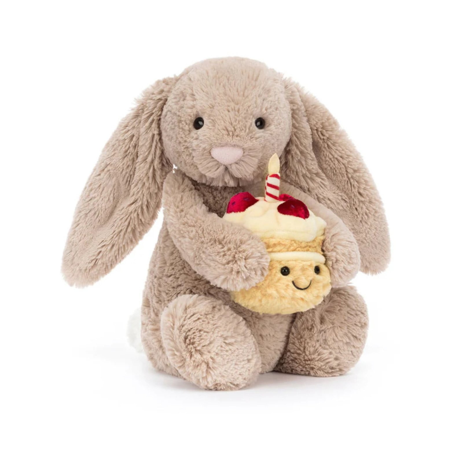 Jellycat Beige Bashful Bunny Birthday Plush - 11.8 Inch Rabbit with Cake Toy - Holiday Collectible for Kids Birthday Gift