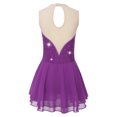 thumbnail image 2 of TSSOE Girls Mesh Splice Roller Figure Ice Skating Dress Ballet Tutu Leotard Dress Competition Dance Costume Purple 6, 2 of 7