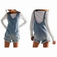 thumbnail image 3 of Women's Summer Denim Overall Shorts Romper – Loose Fit with Large Front Pockets Light Blue L, 3 of 8