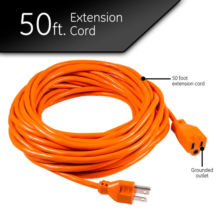 GE, Extension Cord, 50ft Grounded Heavy Duty, Orange - Walmart.com