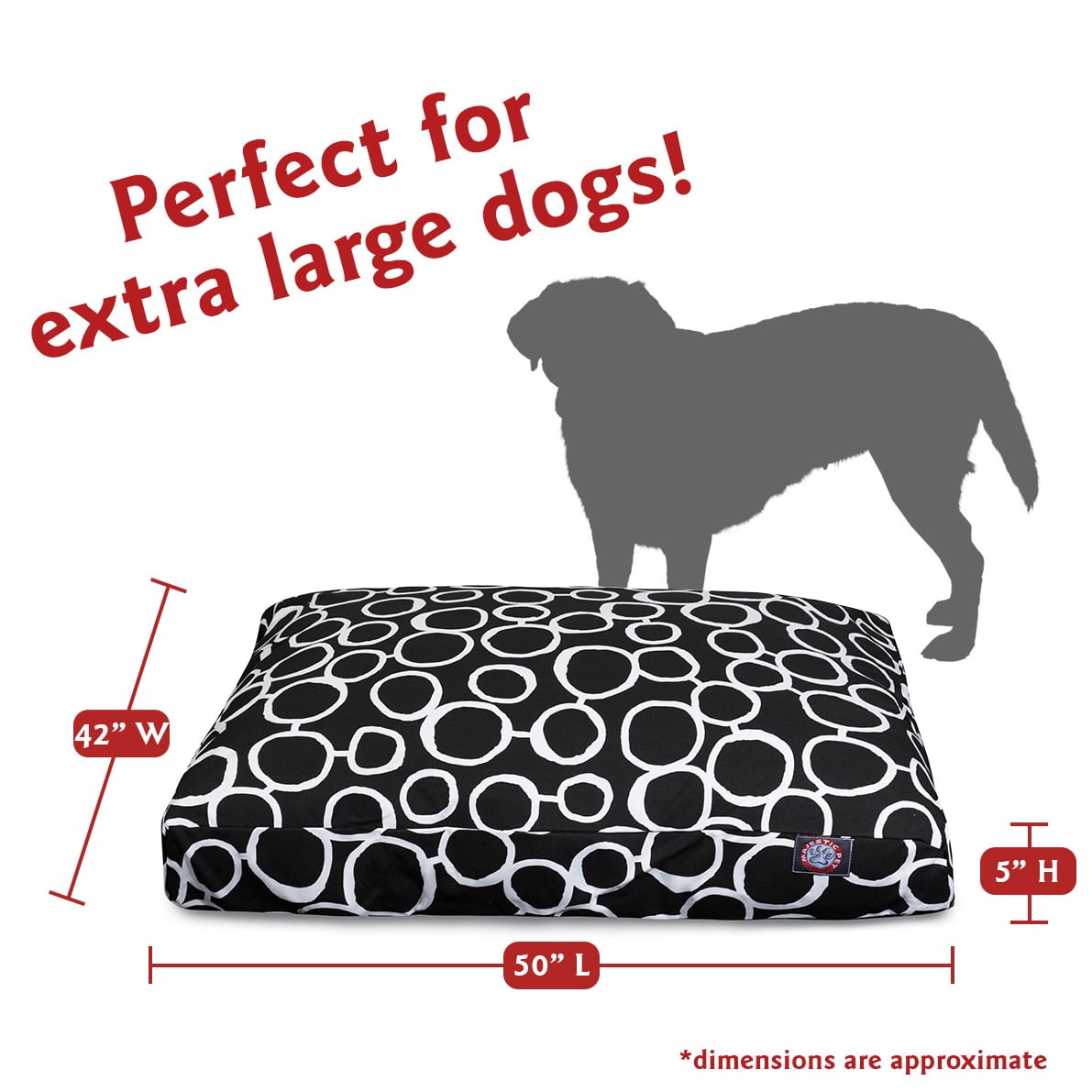 Majestic Pet | Fusion Rectangle Pet Bed For Dogs, Removable Cover, Black, Extra Large