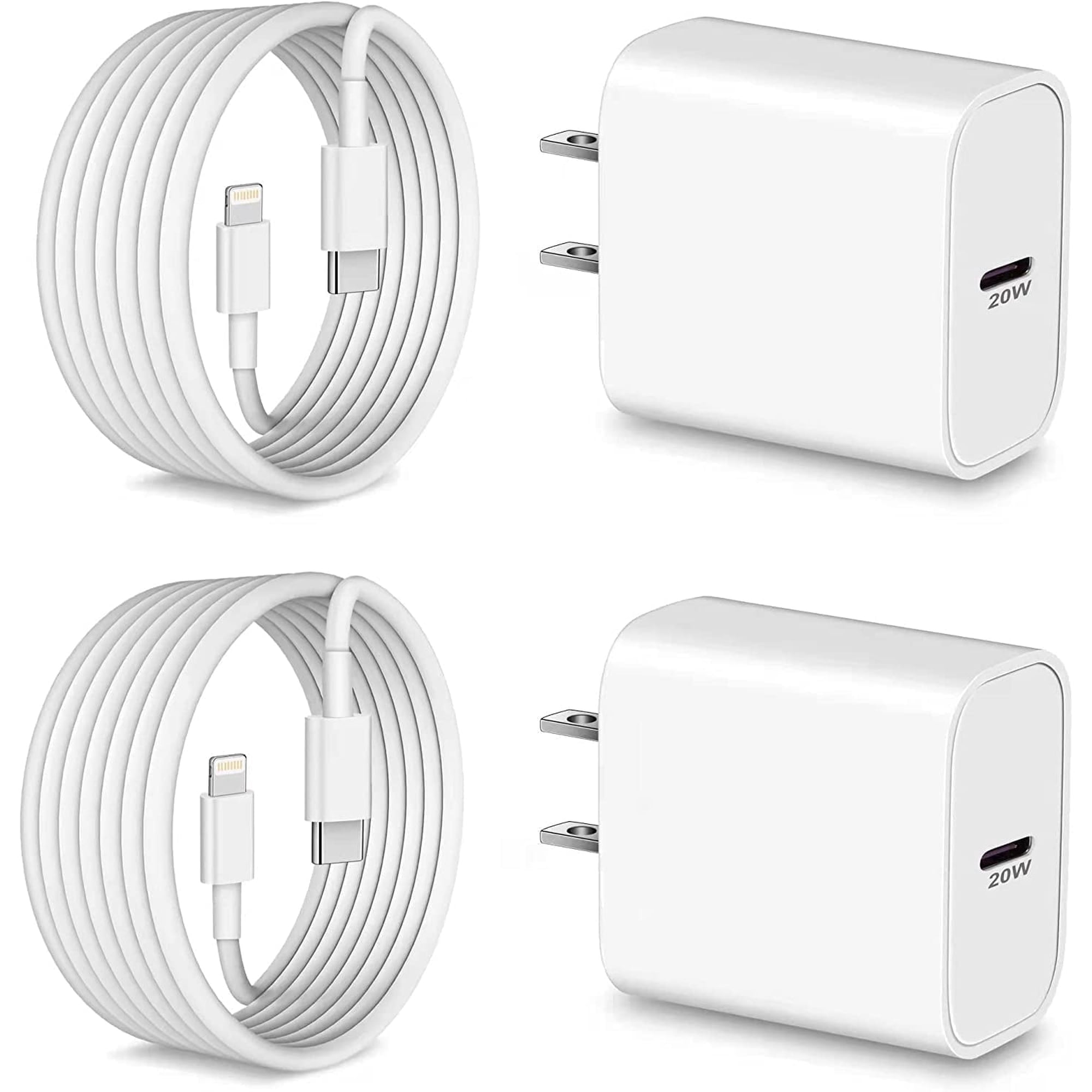 MFi Certified 2 Pack 20W USB C Wall Charger with 10ft USB-C to Lightning Cable, Compatible with iPhone 14,13,12,11 Pro Max Plus, iPad