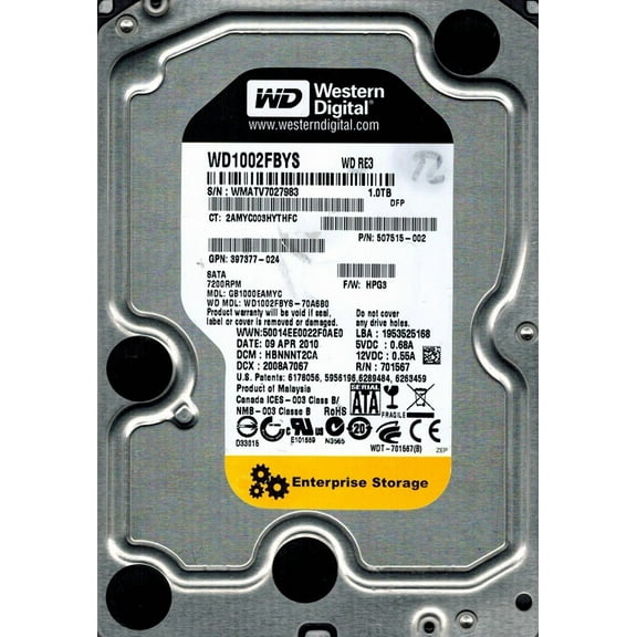 Western Digital WD1002FBYS-70A6B0 1TB DCM: HBNNNT2CA
