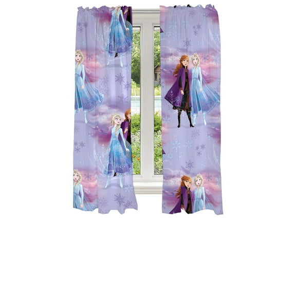 Franco Kids Disney Frozen 2 Rod Pocket Light Filtering Curtain Sets, 82 x 63 in (2 Panels)